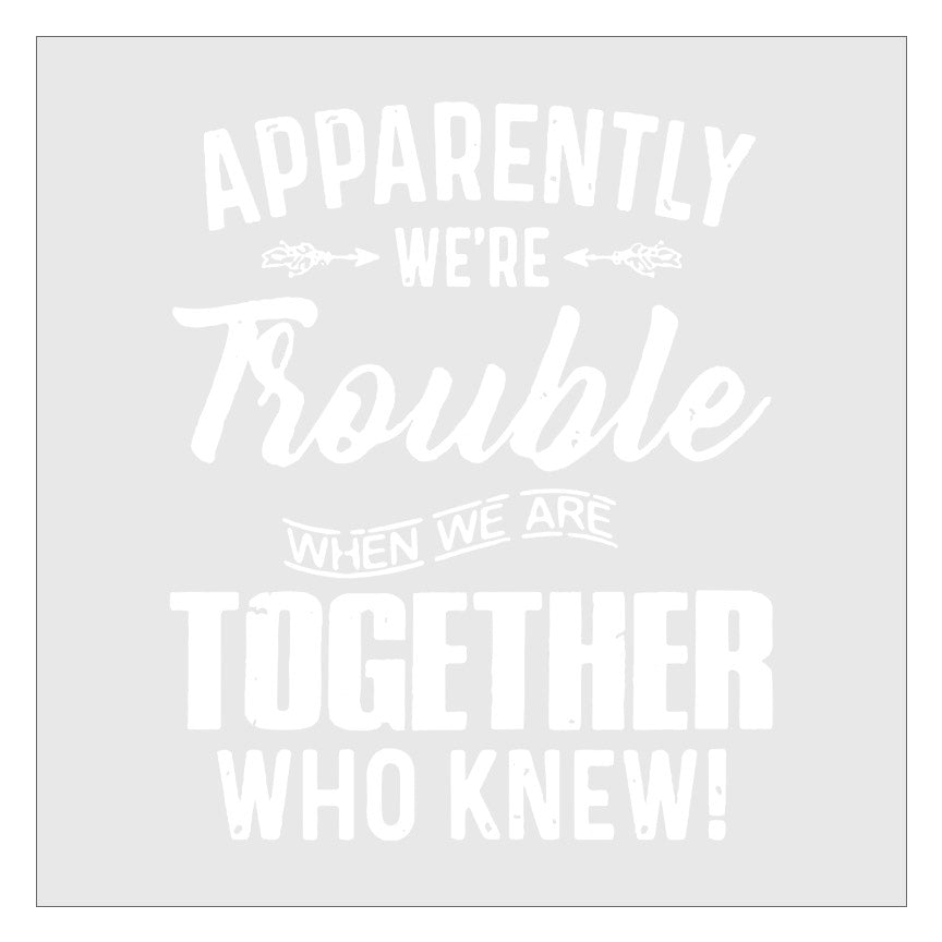 Apparently Were Trouble Together Who Knew DTF Transfer