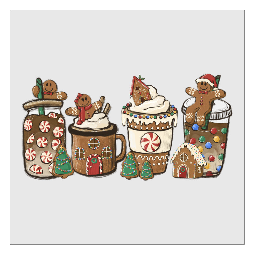Gingerbread Coffee Latte - Green DTF Transfer