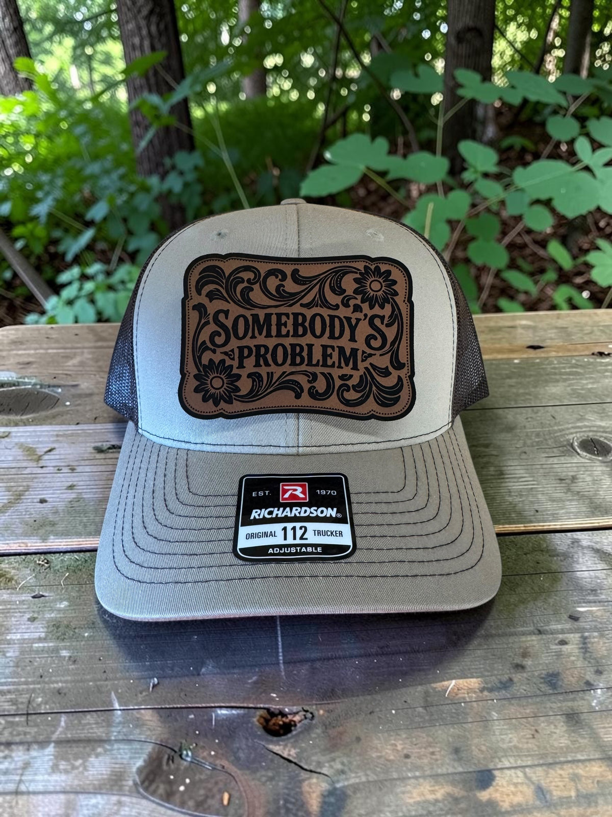 Somebody's Problem Laser Engraved Leather Hat Patch