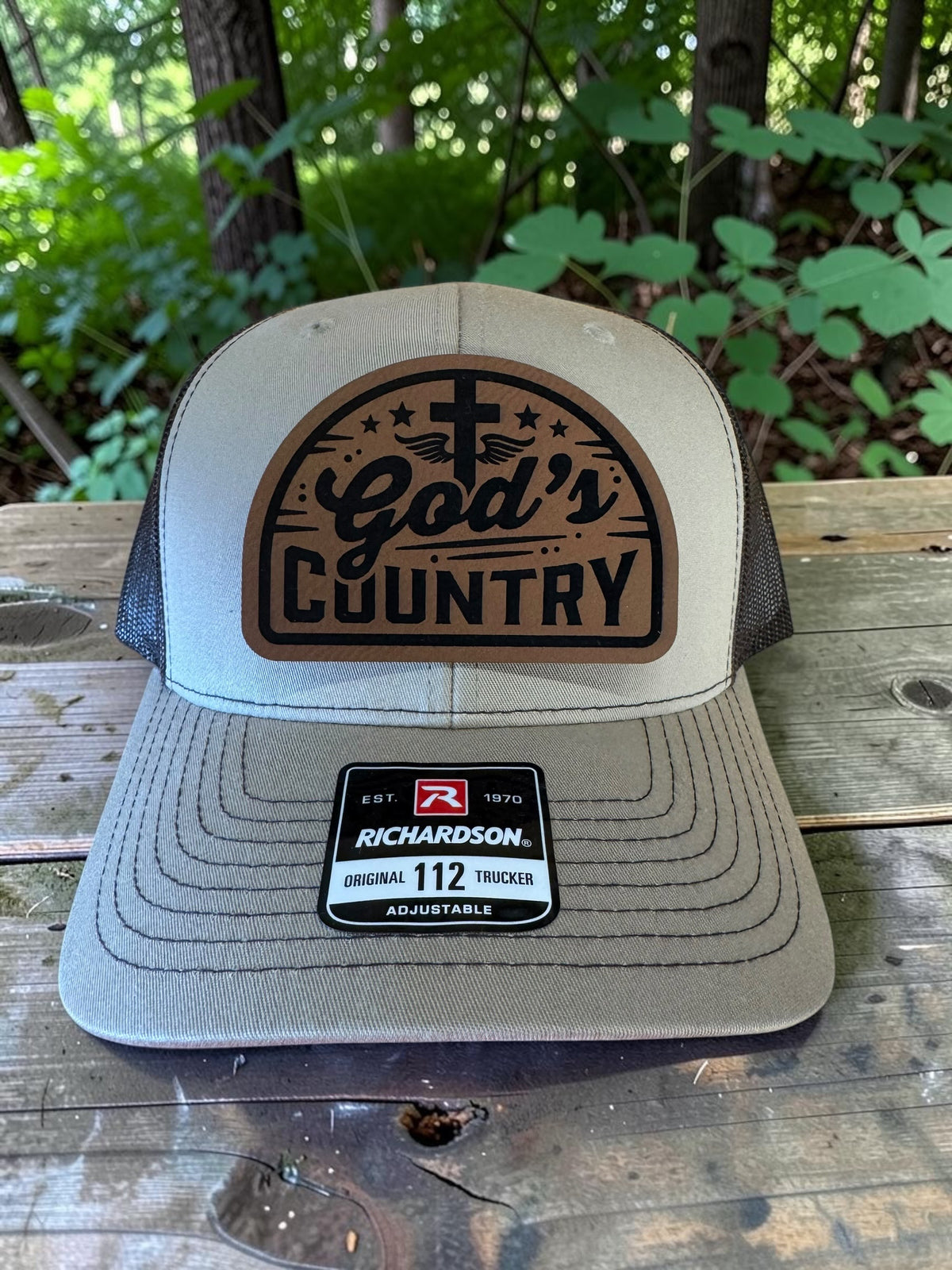 God's Country Laser Engraved Leather Hat Patch