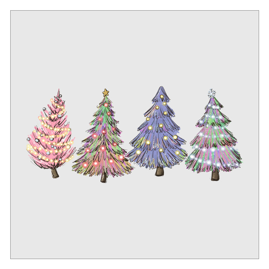 Christmas Trees - Colorful DTF Transfer