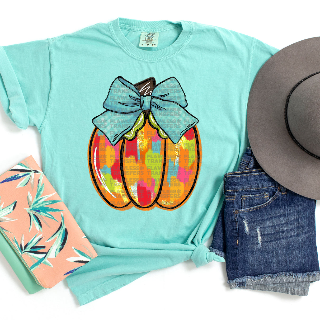 Colorful Pumpkin With Bow DTF Transfer