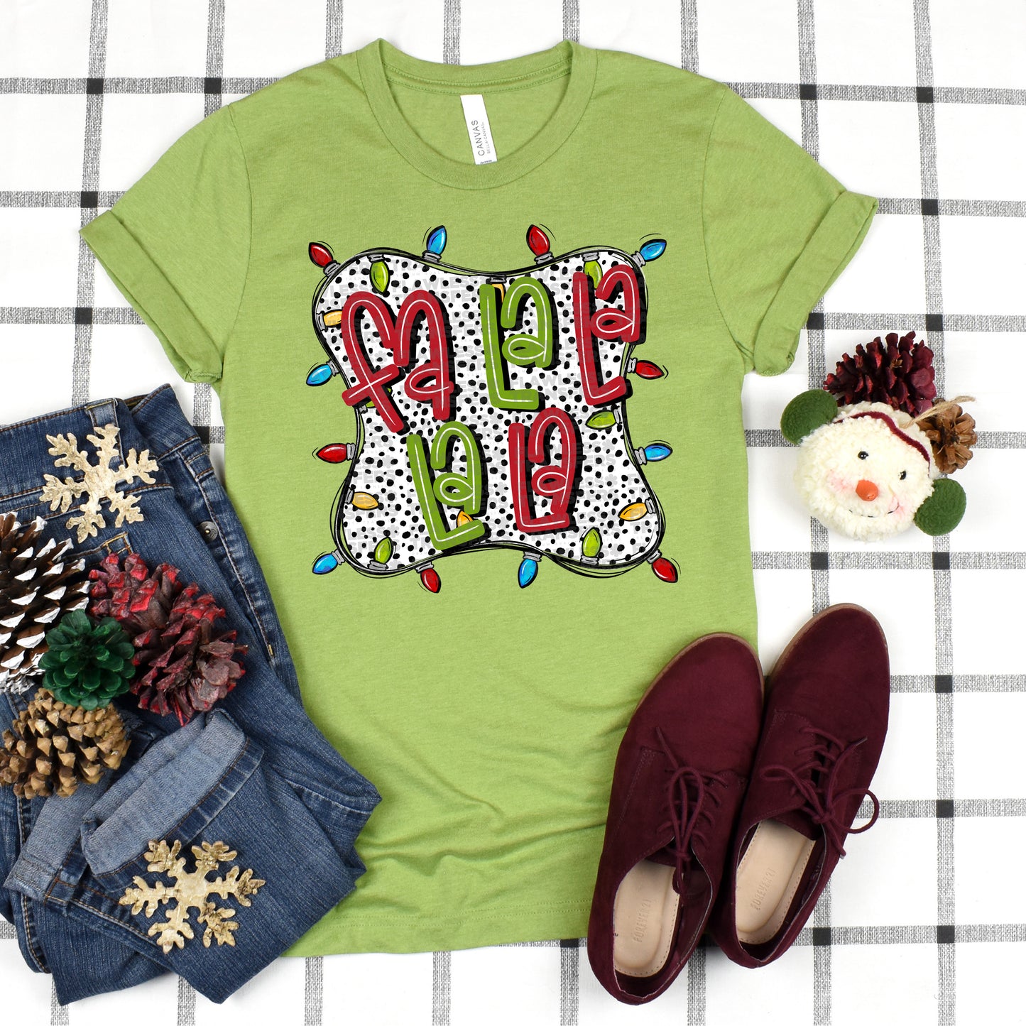 Fa La La La La Dalmatian Dots Christmas Lights #2890 DTF Transfer