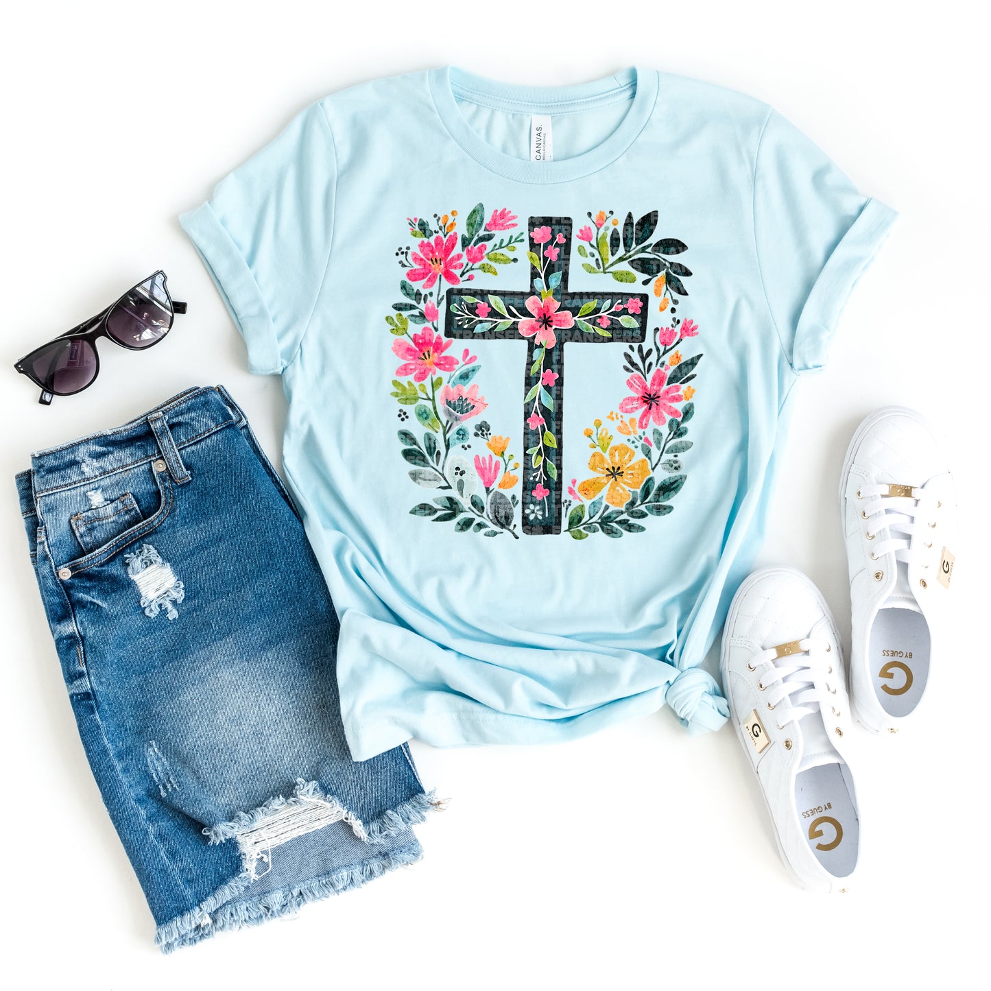 Floral Cross #3047 DTF Transfer