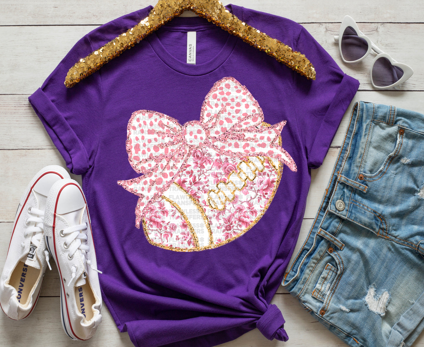 Football Pink Floral Coquette Bow #1027 DTF Transfer