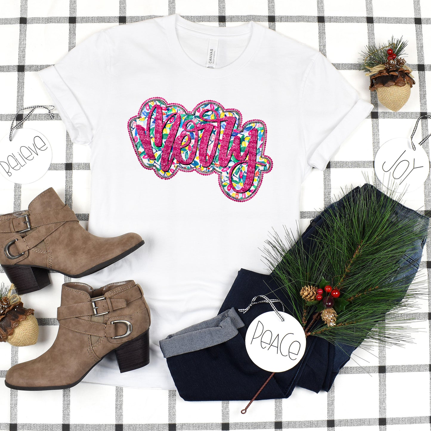 Glitter Merry Christmas Lights Background #2891 DTF Transfer