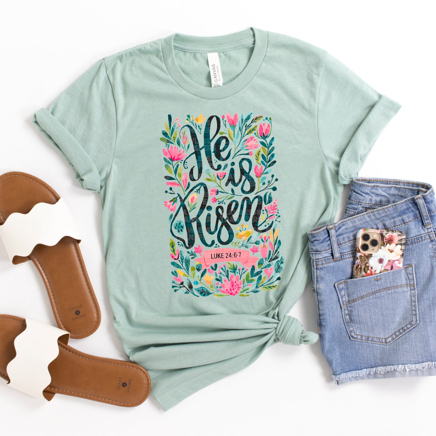 He Is Risen Floral Clean #3049 DTF Transfer