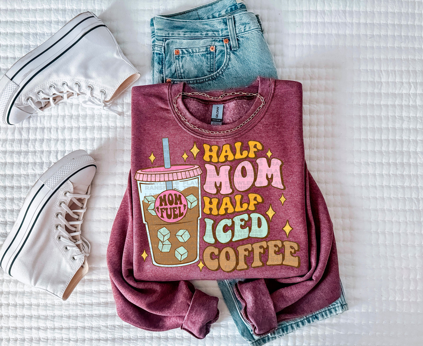 Half Mom Half Iced Coffee Mom Fuel #1008 - DTF Transfer
