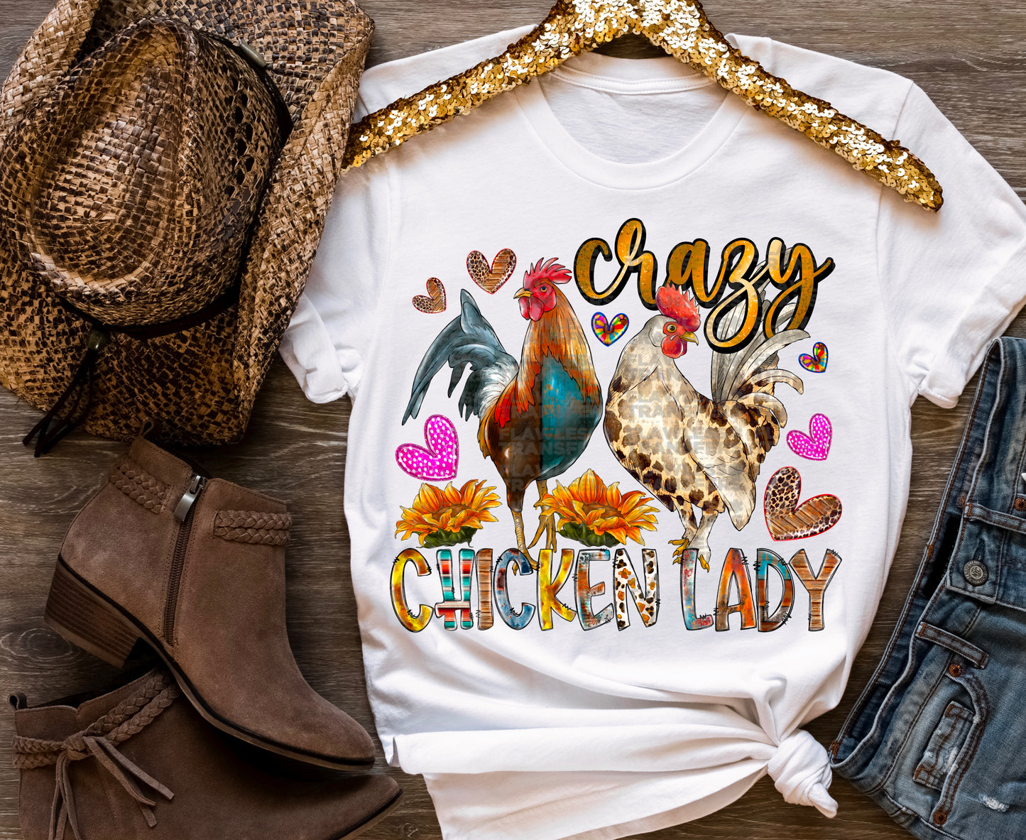 Crazy Chicken Lady #1038 - DTF Transfer