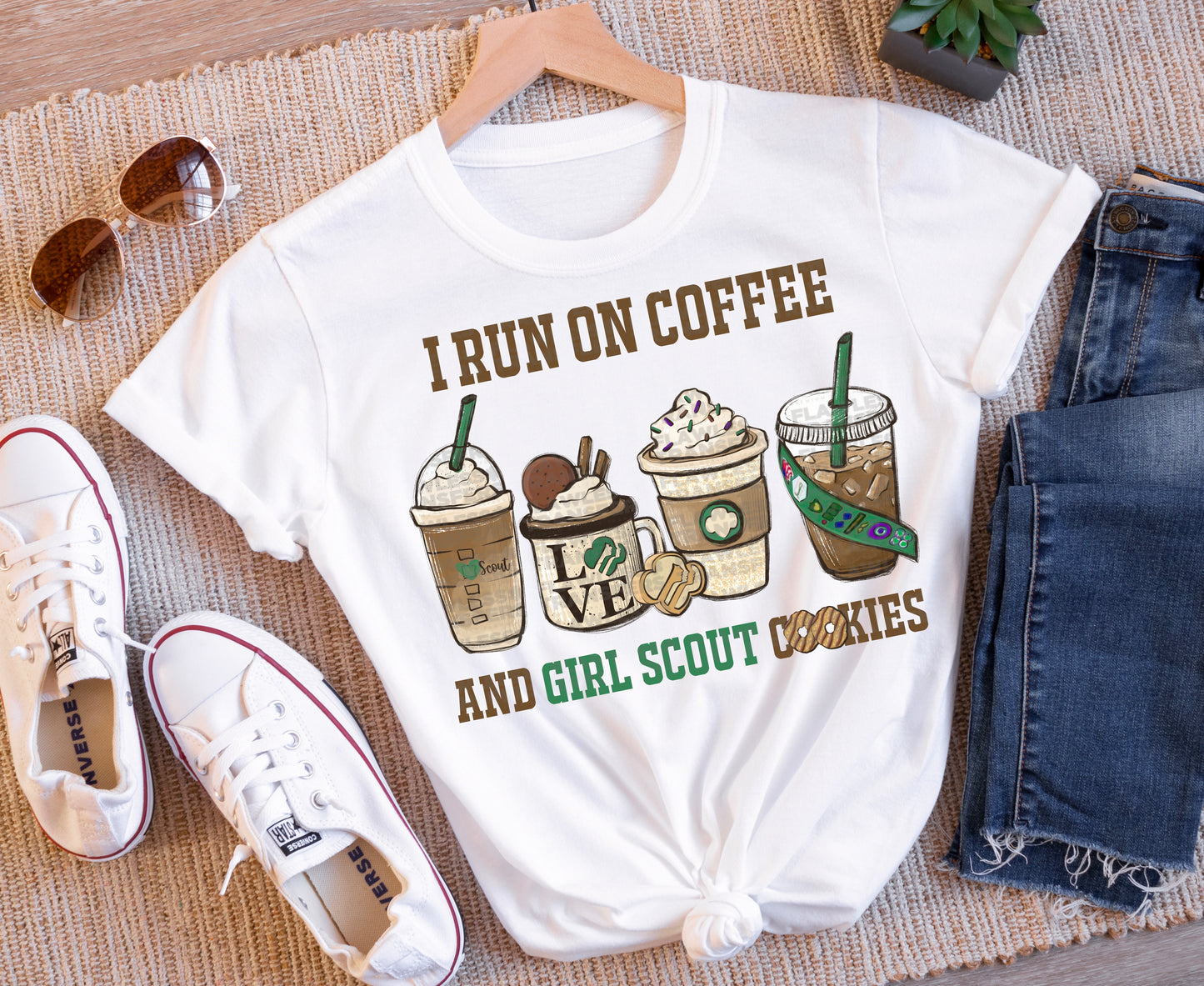 I Run On Coffee And Girl Scout Cookies #1012 - DTF Transfer