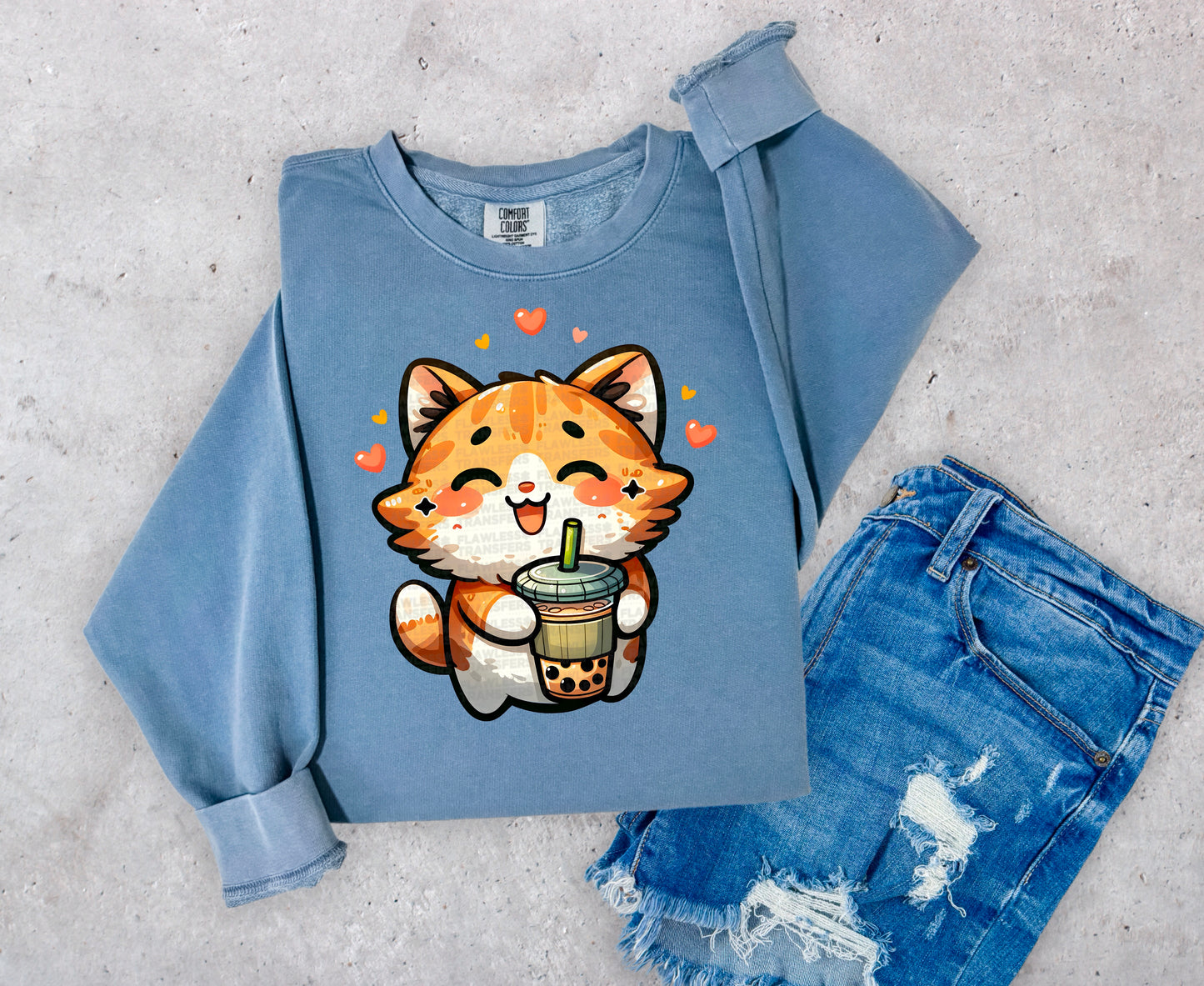 Boba Kitty #1056 - DTF Transfer