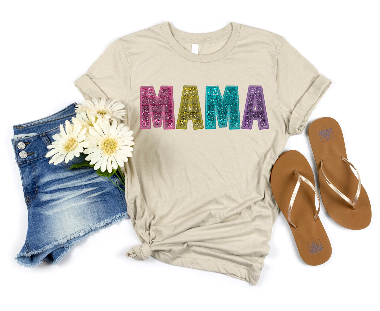Mama Faux Glitter Embroidery #1157 - DTF Transfer