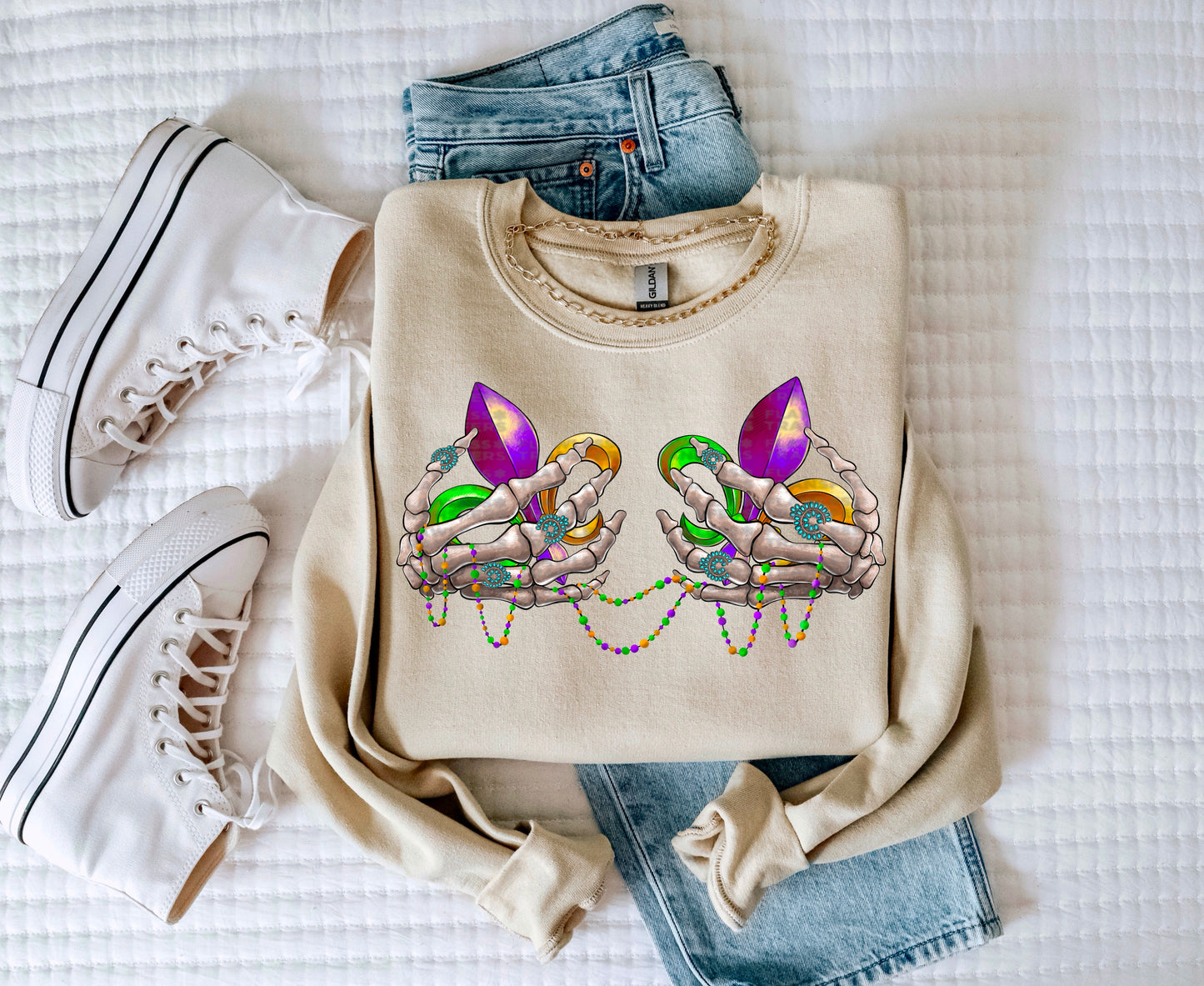 Mardi Gras Skeleton Hands #1199 - DTF Transfers