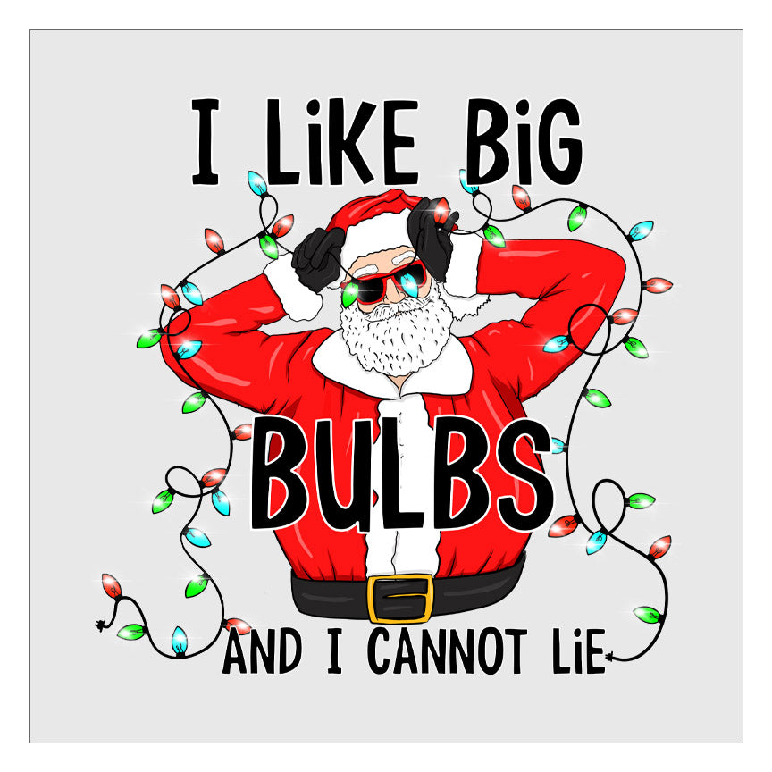 I Like Big Bulbs and I Cannot Lie - White Santa DTF Transfer