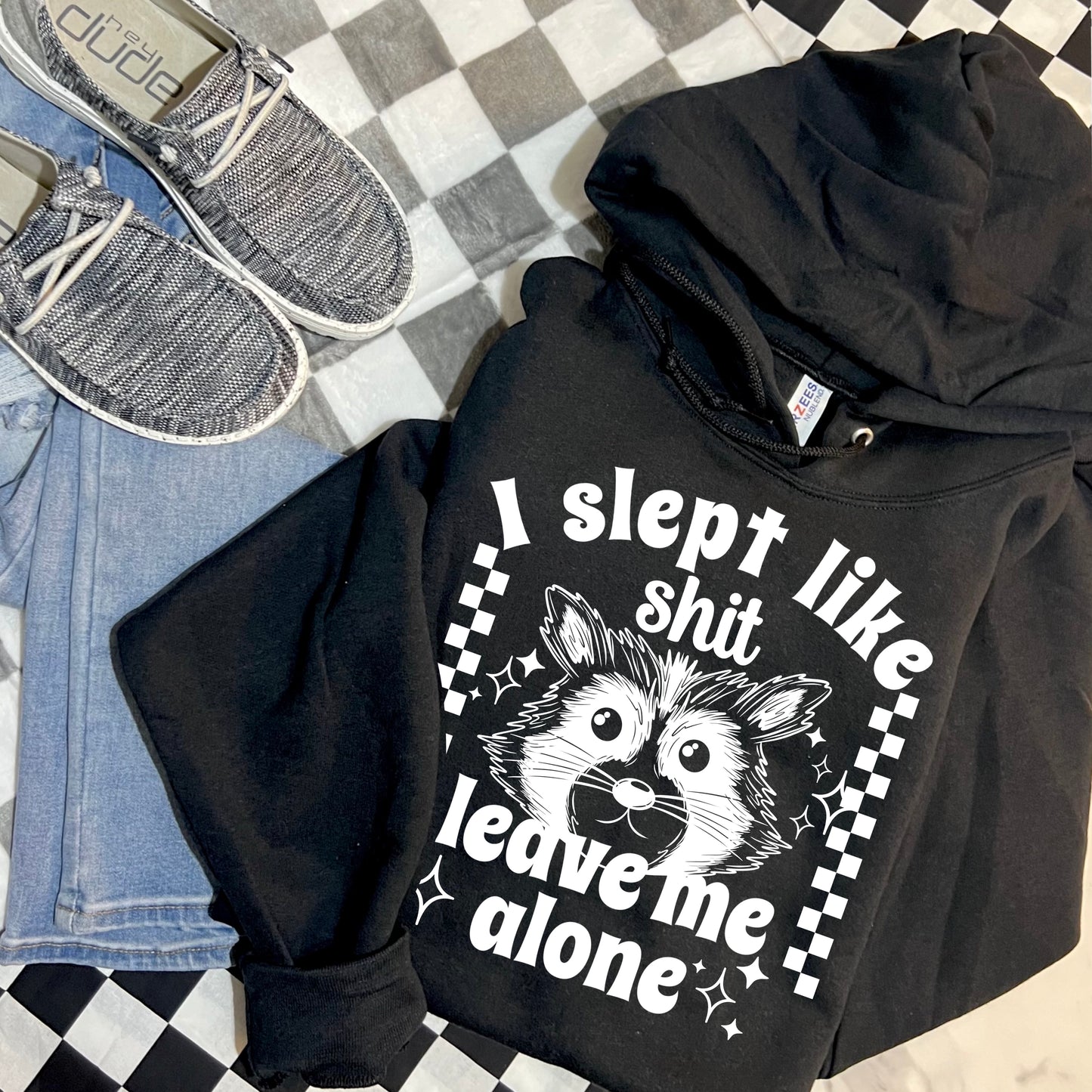 I Slept Like Shit Leave Me Alone Raccoon DTF Transfer