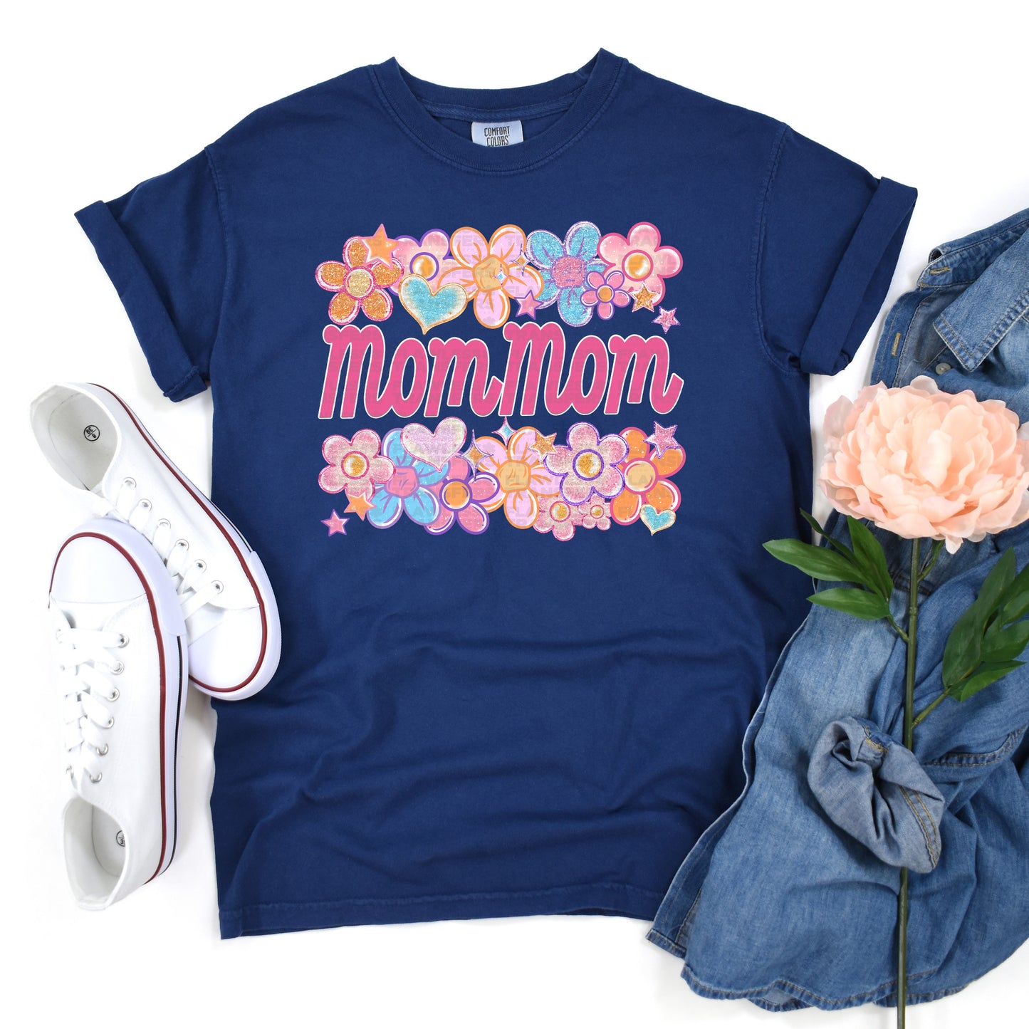 MomMom Floral Heart Family Names DTF Transfer