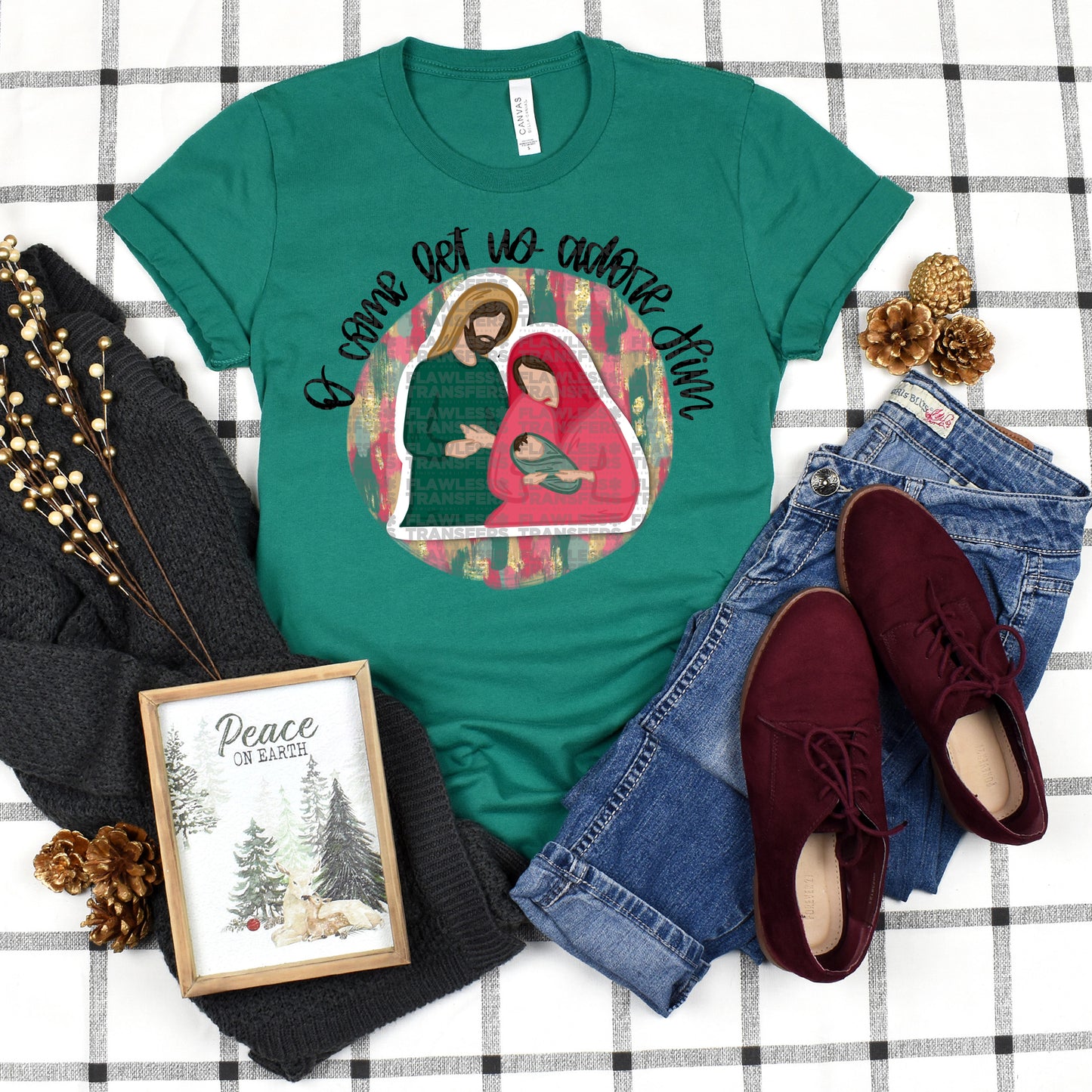 O Come Let Us Adore Him DTF Transfer