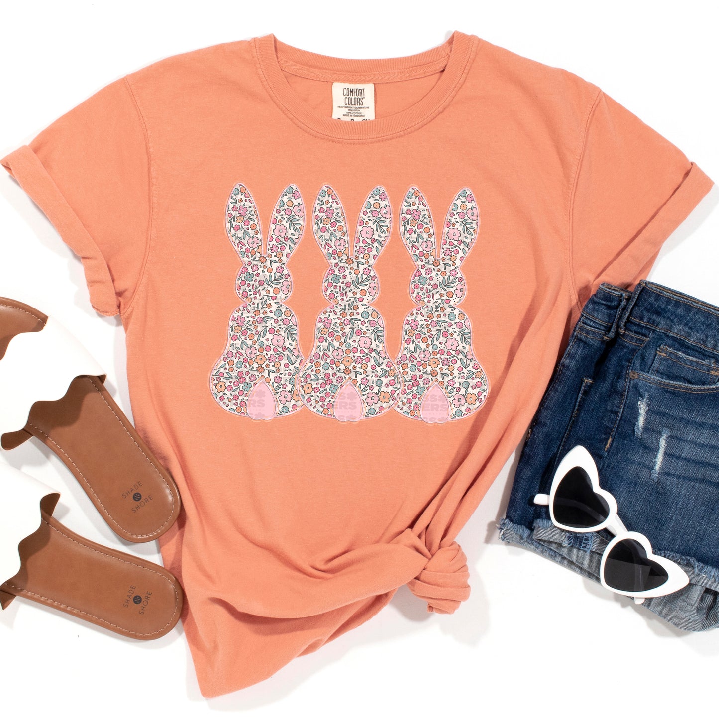 Pastel Floral Bunny Trio #2024 DTF Transfer