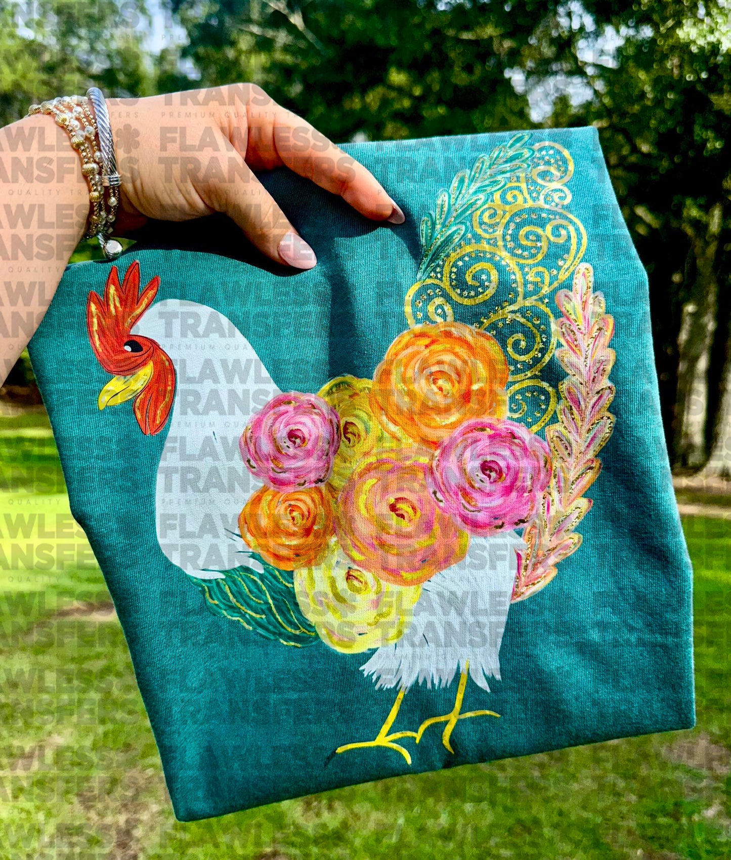 Preppy Floral Chicken #3013 DTF Transfer