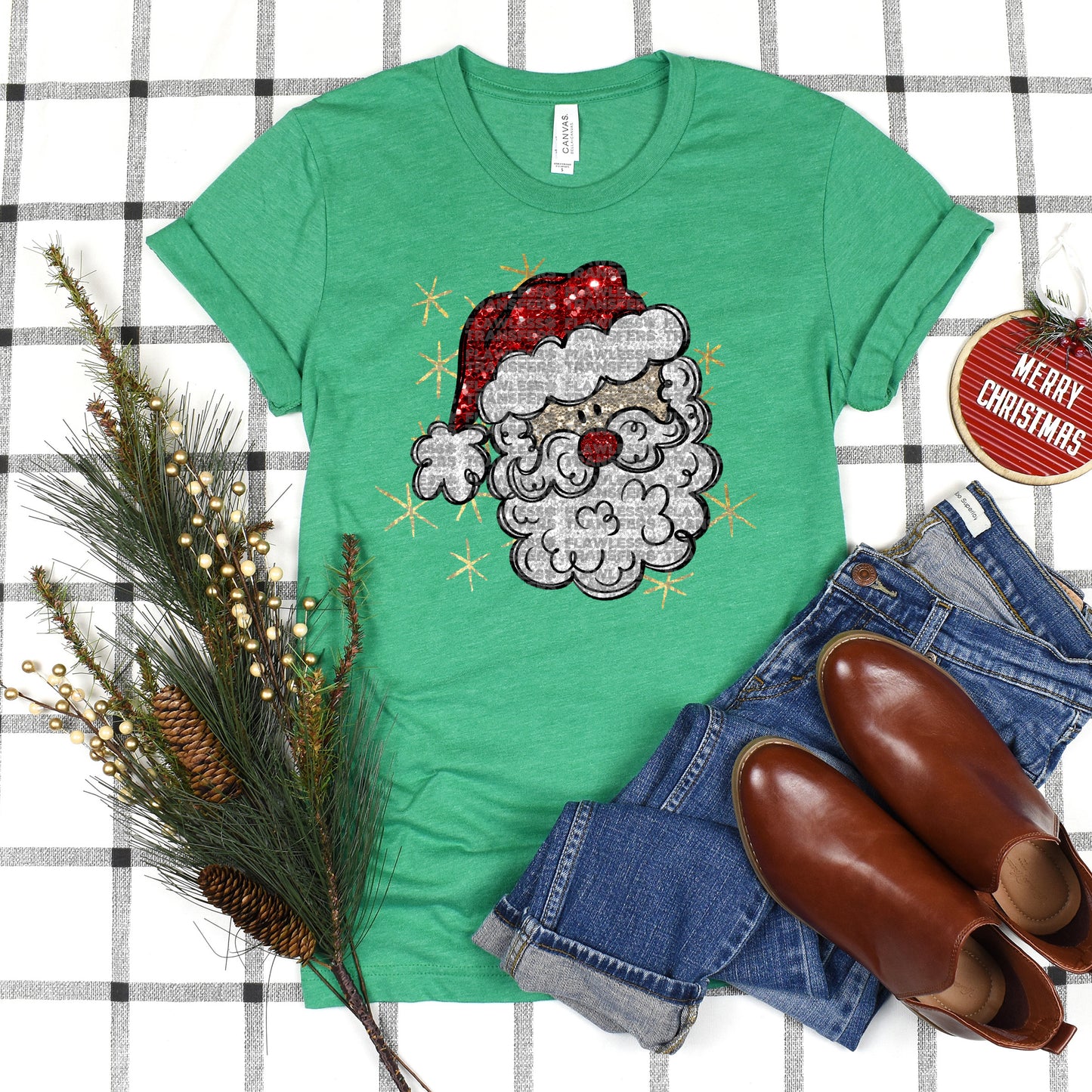 Santa Glitter Bling #2915 DTF Transfer