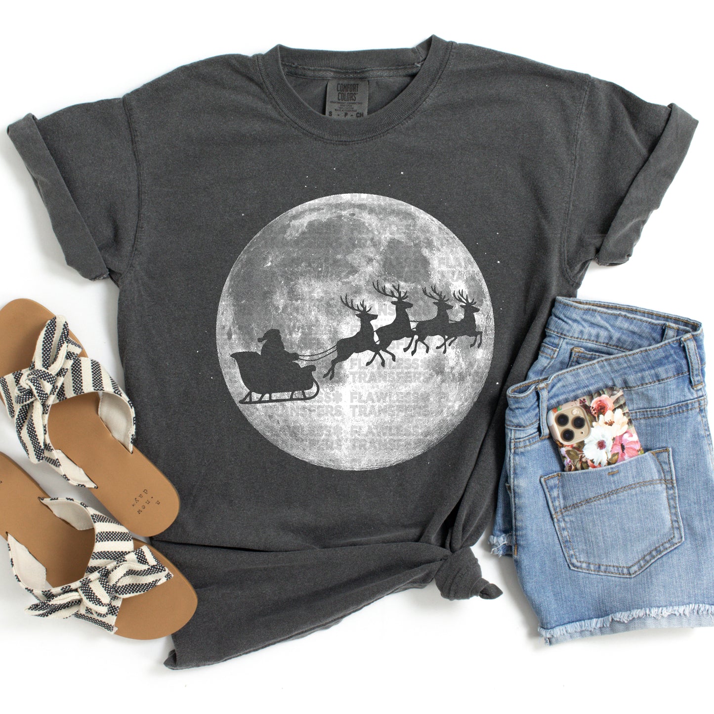 Santa Sleigh Moon #2920 DTF Transfer