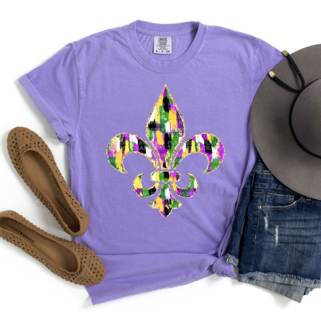 Mardi Gras Fleurdelis Brushstrokes #1200 - DTF Transfers