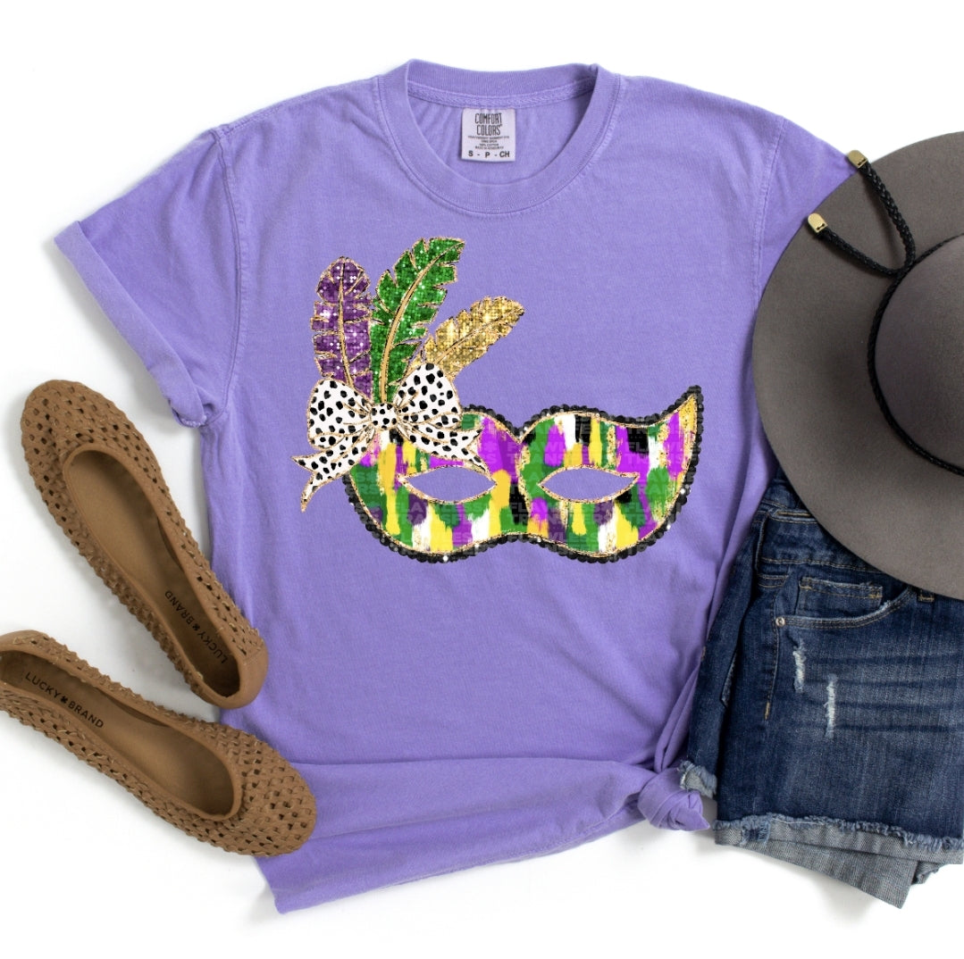 Mardi Gras Coqeutte Bow Mask Brushstrokes #1202 - DTF Transfers