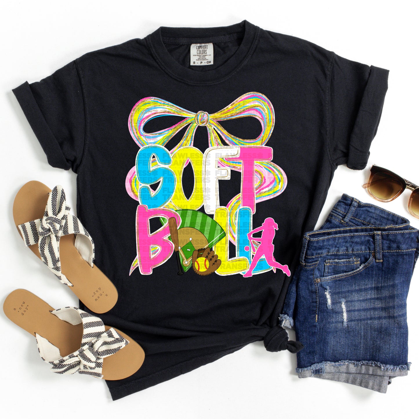 Softball Coquette Bow #3892 DTF Transfer