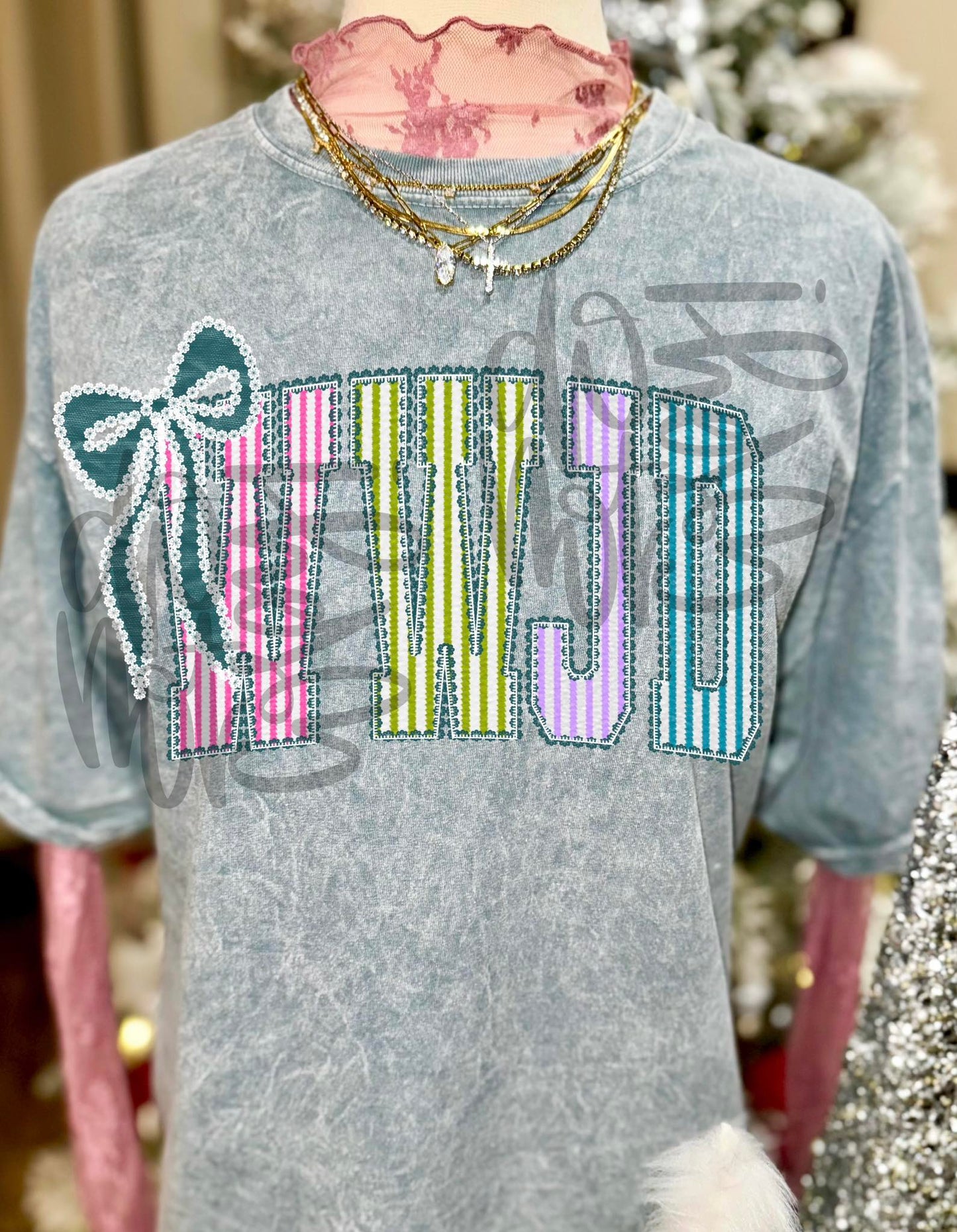 WWJD Seersucker With Bow #3057 DTF Transfer