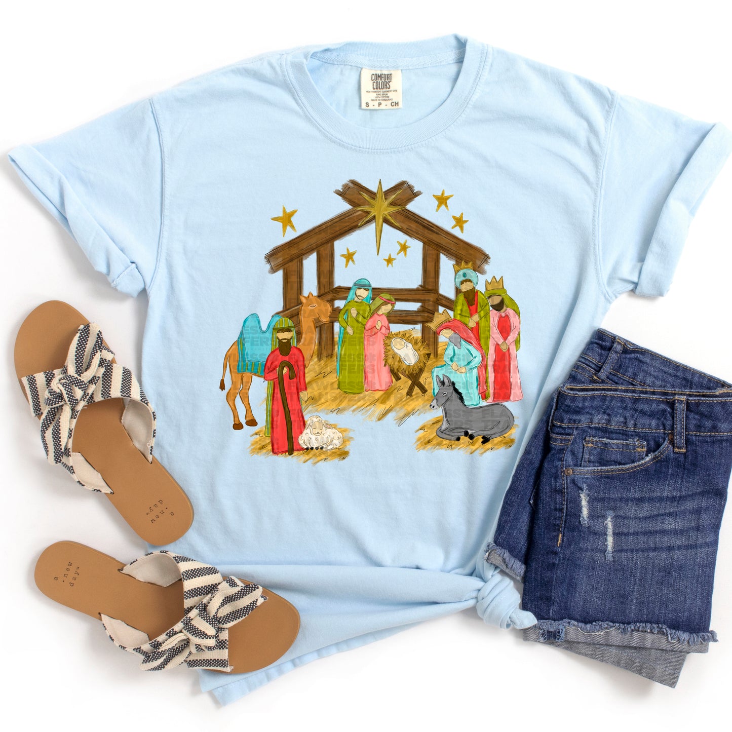 Watercolor Nativity Scene #2978 DTF Transfer