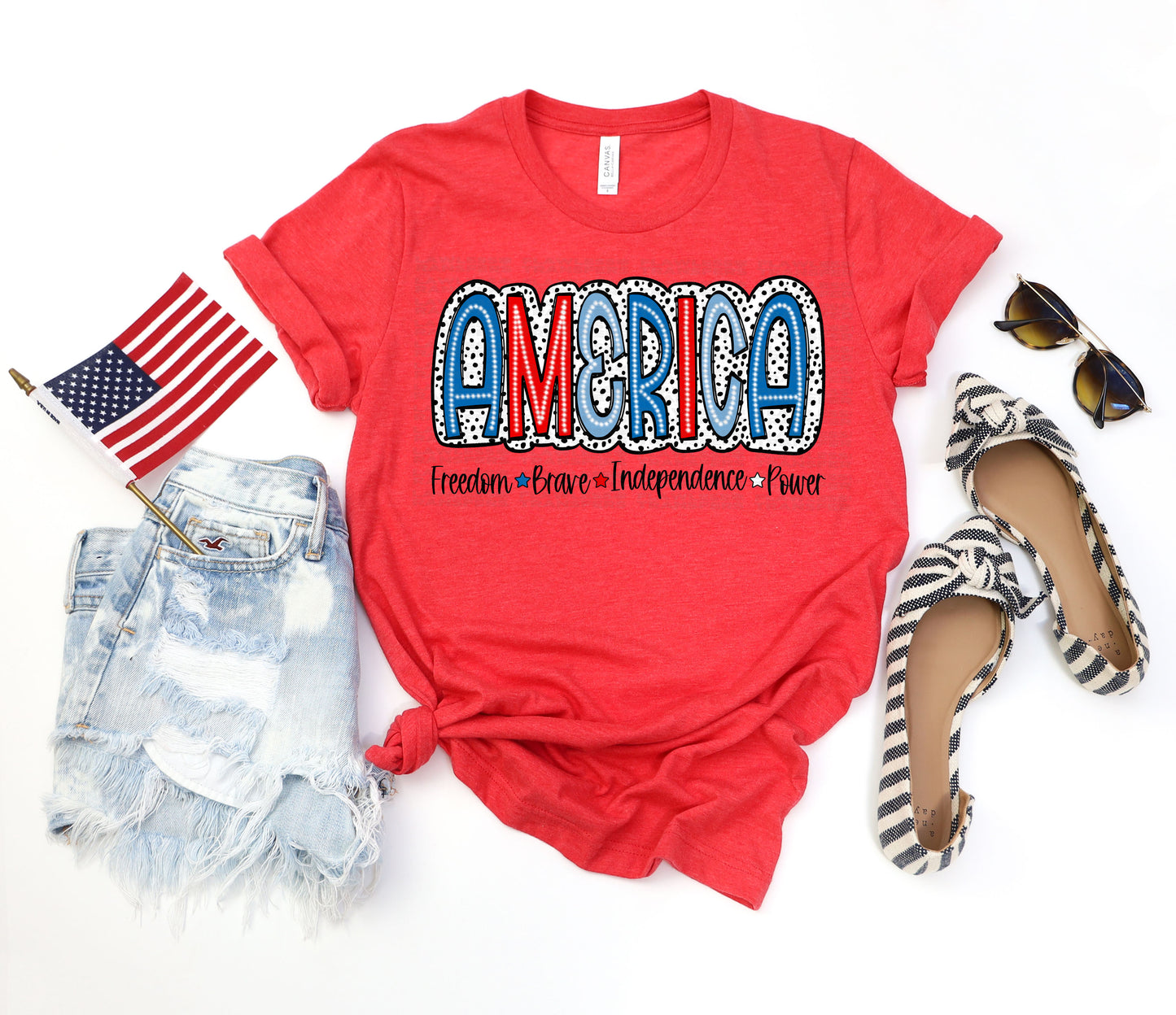 America Freedom Brave Independence Power Bright Dalmatian Dots DTF Transfer