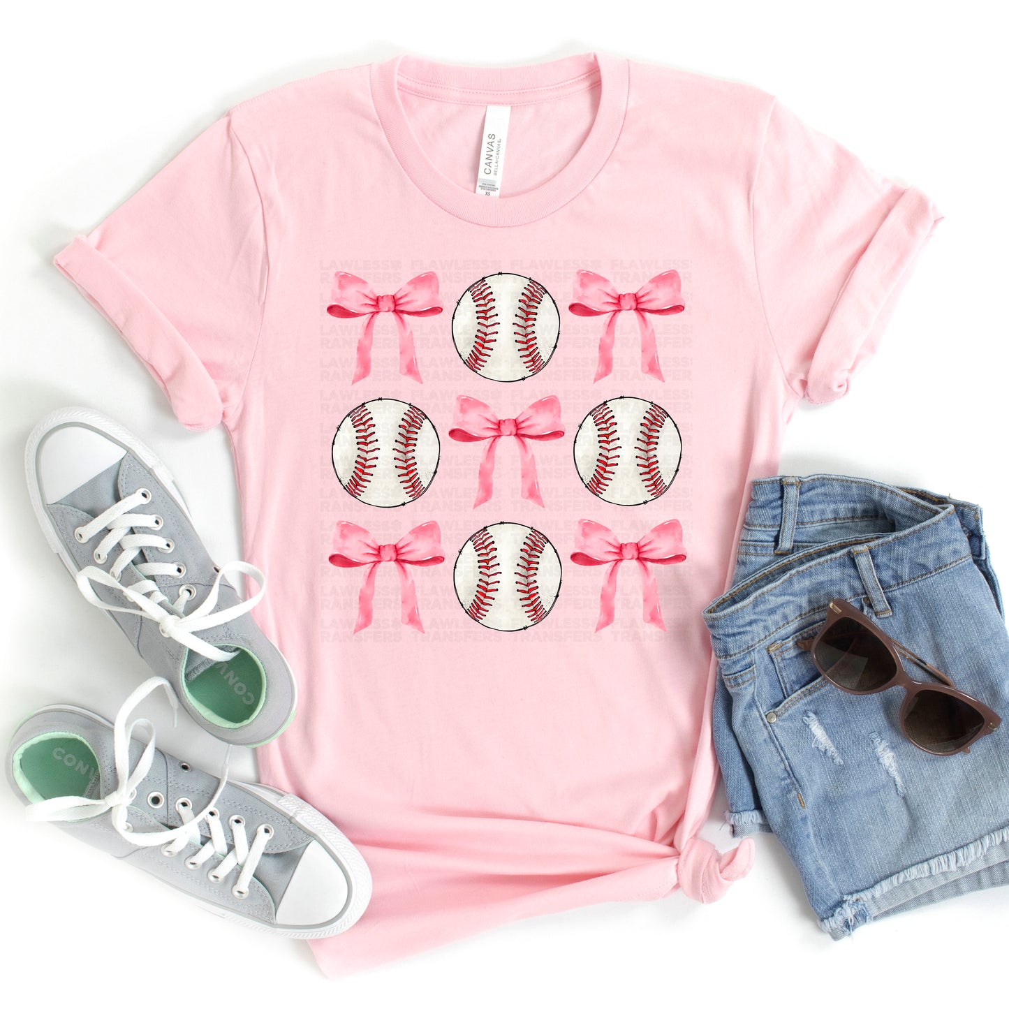 Baseball Pink Bow Coquette DTF Transfer