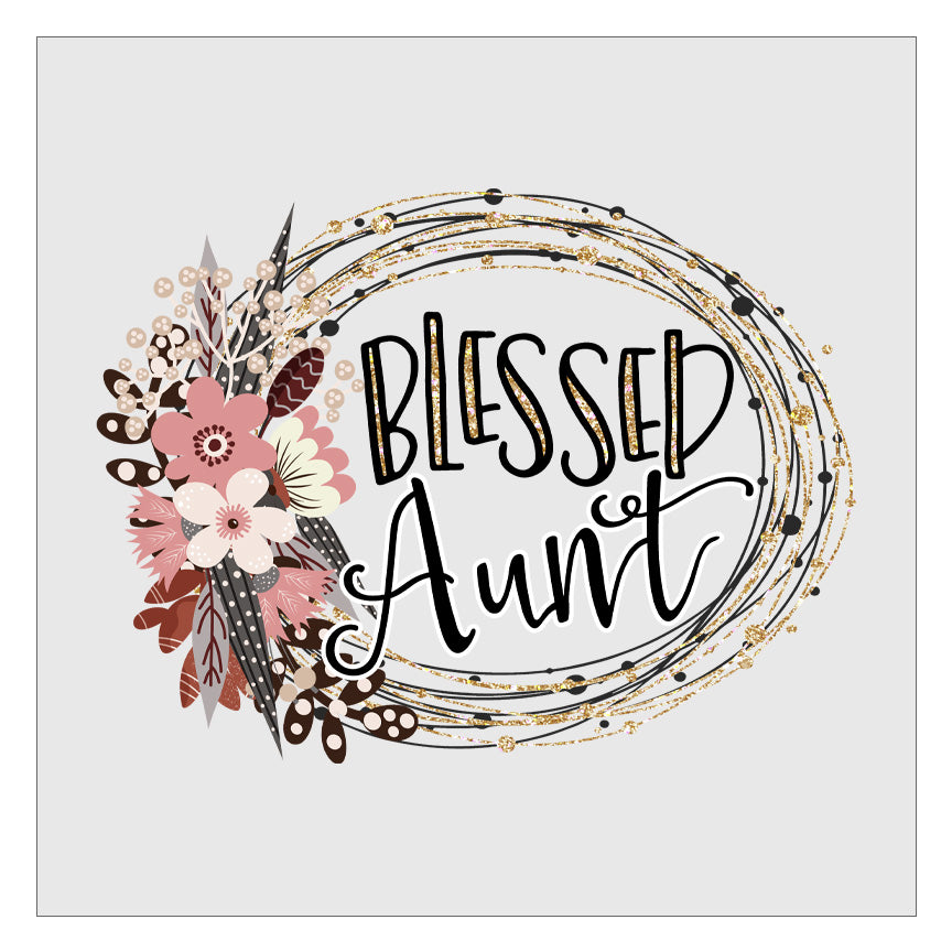 Blessed Aunt Floral Wreath DTF Transfer