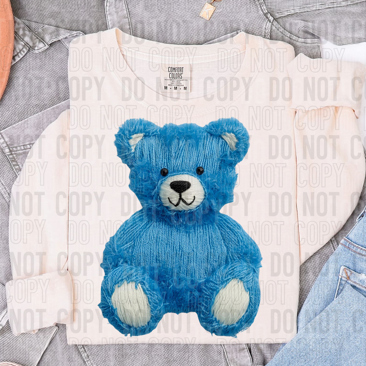 Blue Bear Faux Yarn #2623 DTF Transfer