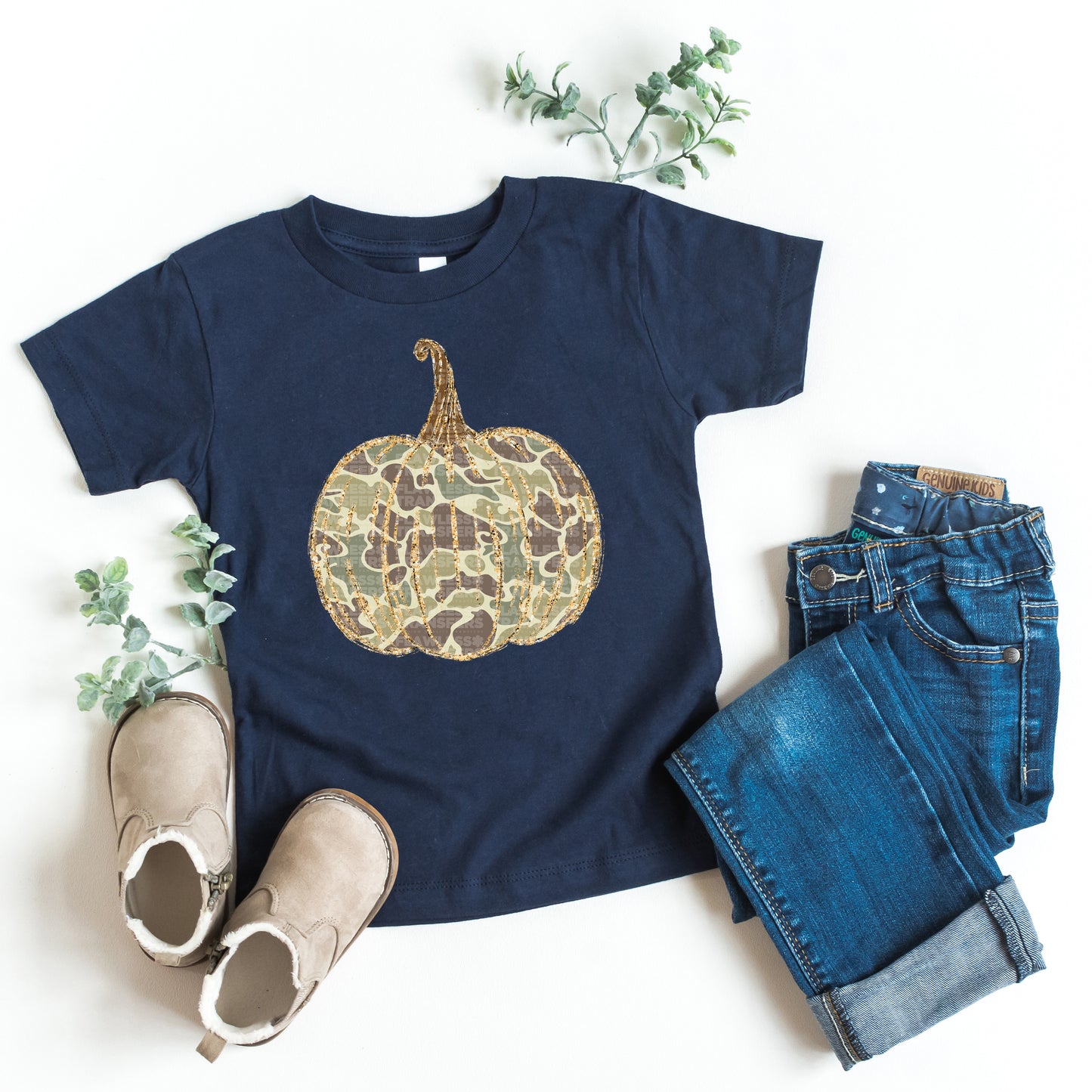 Boys Fall Pumpkin Camo Print DTF Transfer
