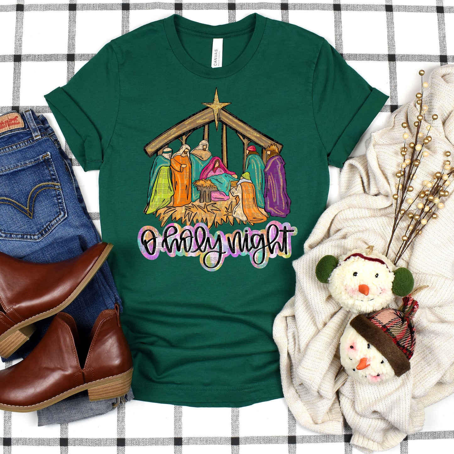 Bight Nativity Oh Holy Night DTF Transfer