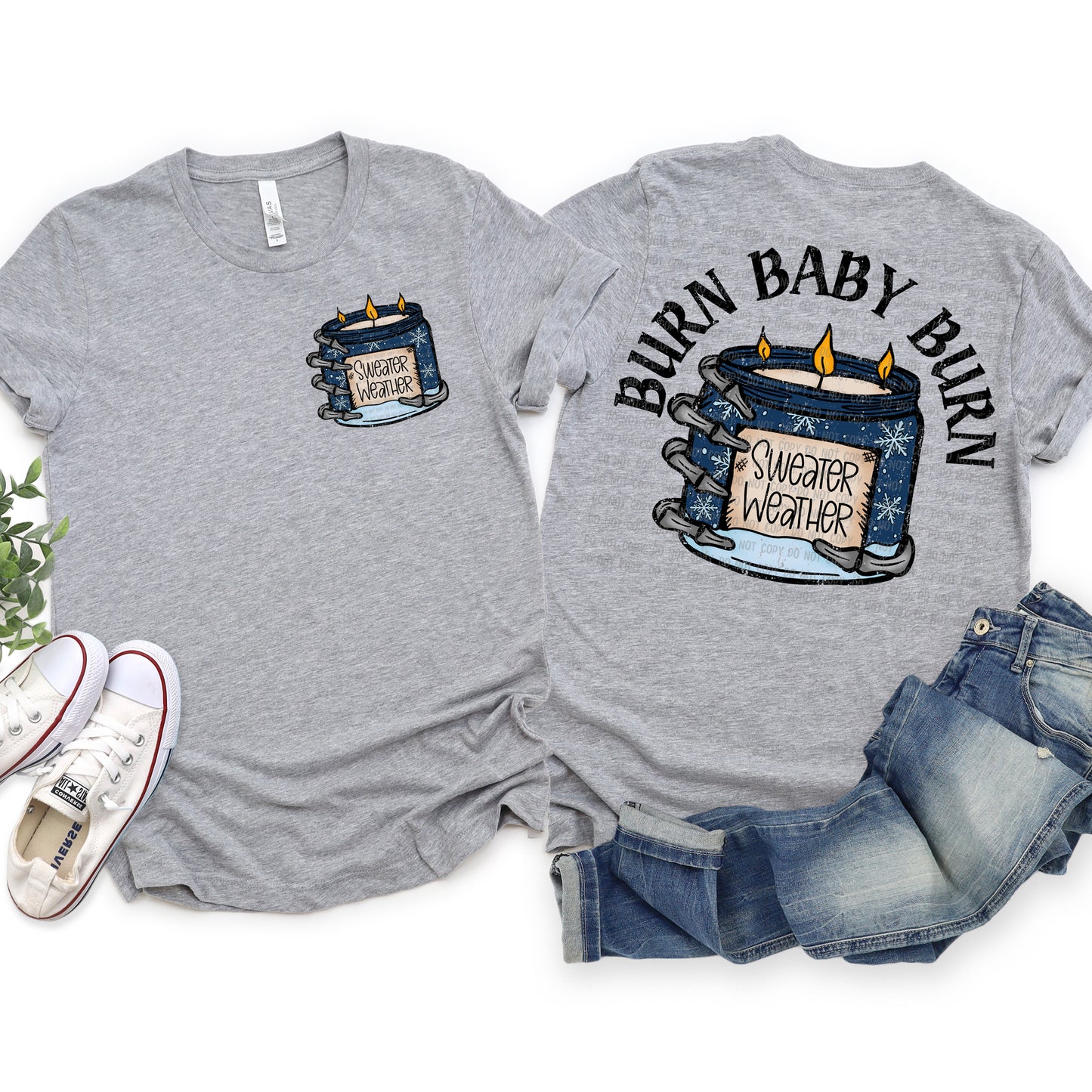 Burn Baby Burn Sweater Weather Candle DTF Transfer - Pocket and Back Print SET