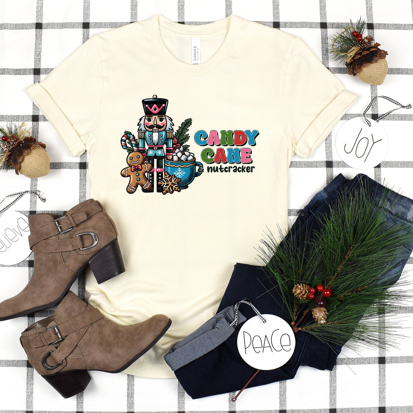 Candy Cane And Nutcracker DTF Transfer