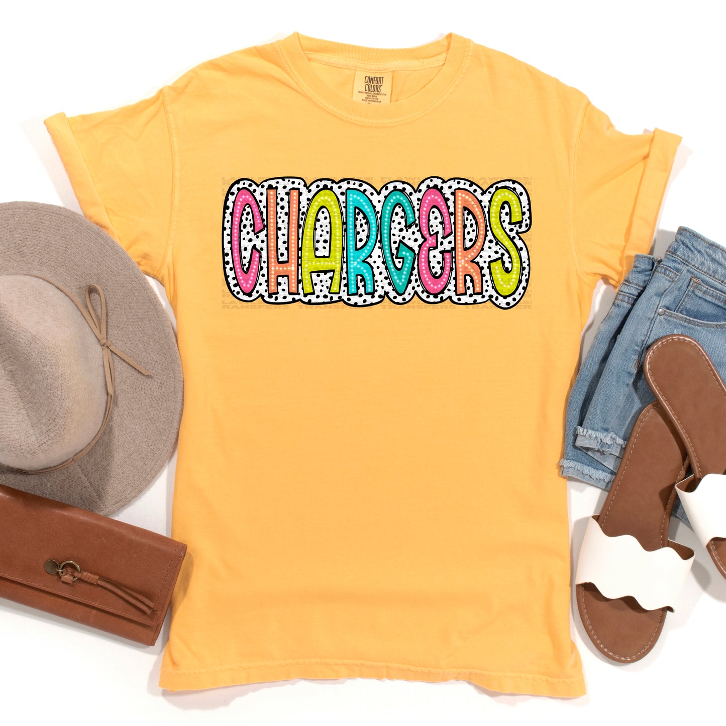 Chargers Bright Color Doodle Dalmatian Dots DTF Transfer