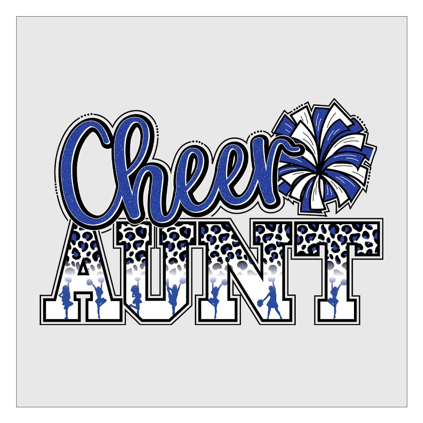 Cheer Aunt - Blue and White DTF Transfer