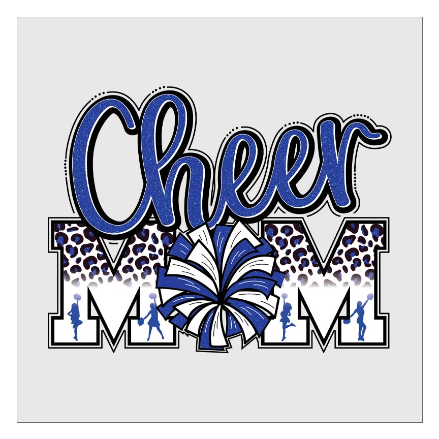 Cheer Mom - Blue and White DTF Transfer