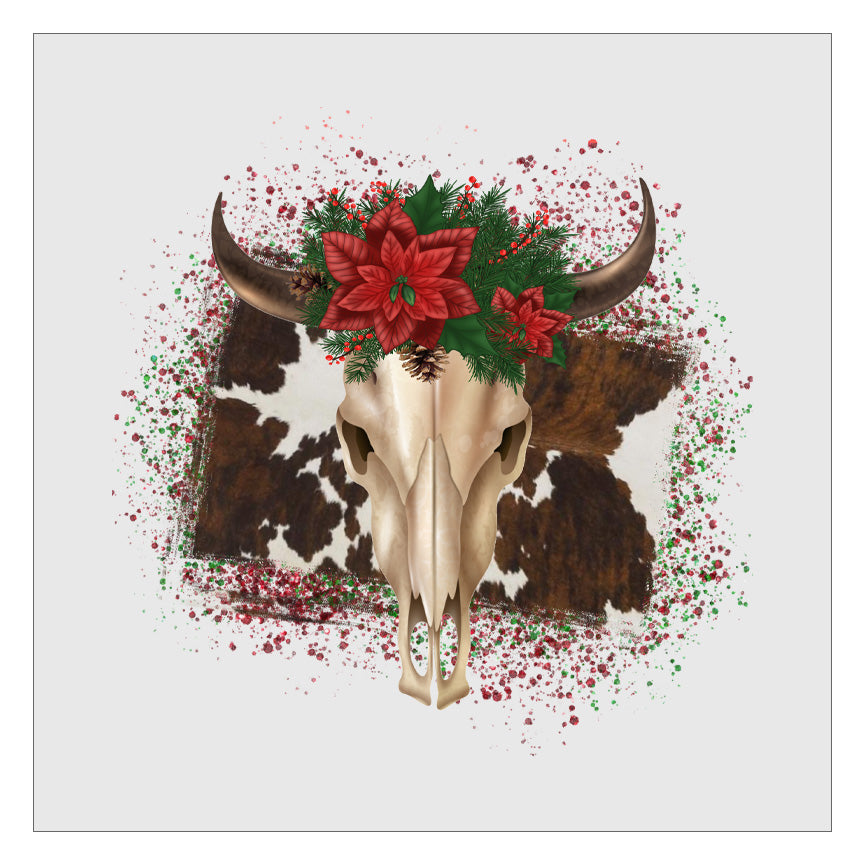 Christmas Bull Skull DTF Transfer