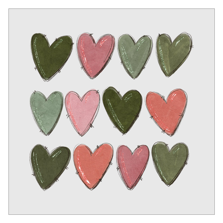 Christmas Hearts - Pink Green DTF Transfer