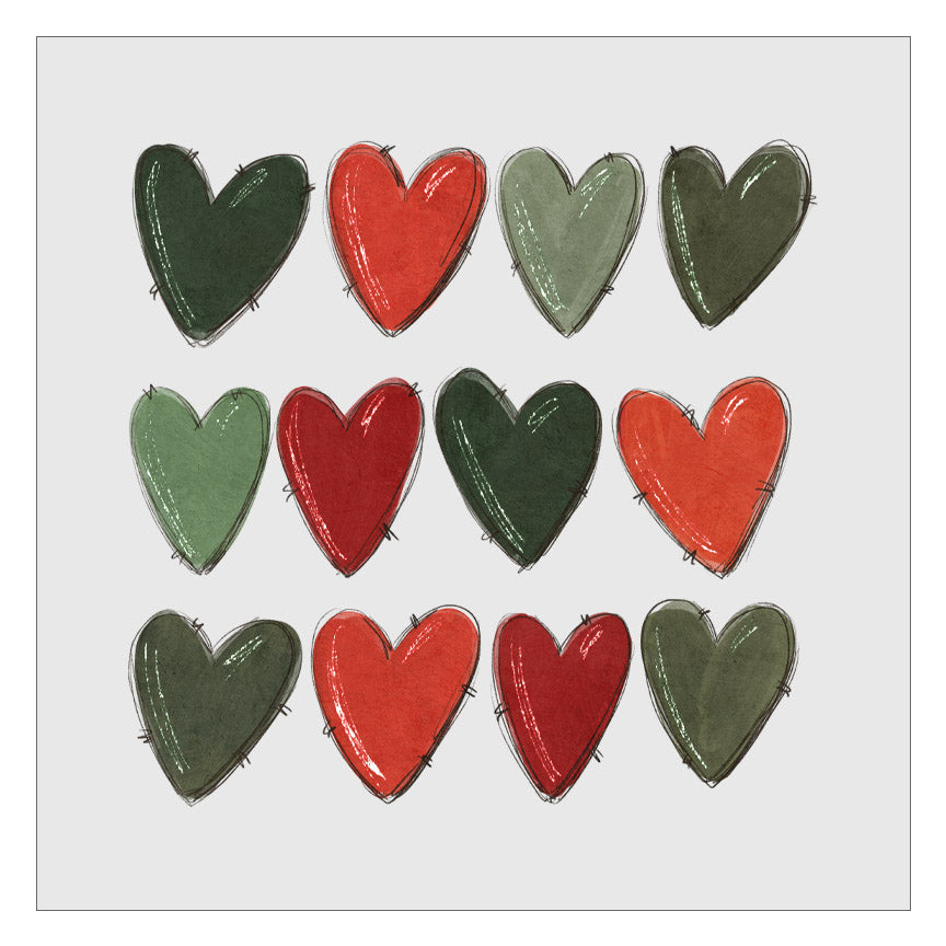 Christmas Hearts - Red Green DTF Transfer