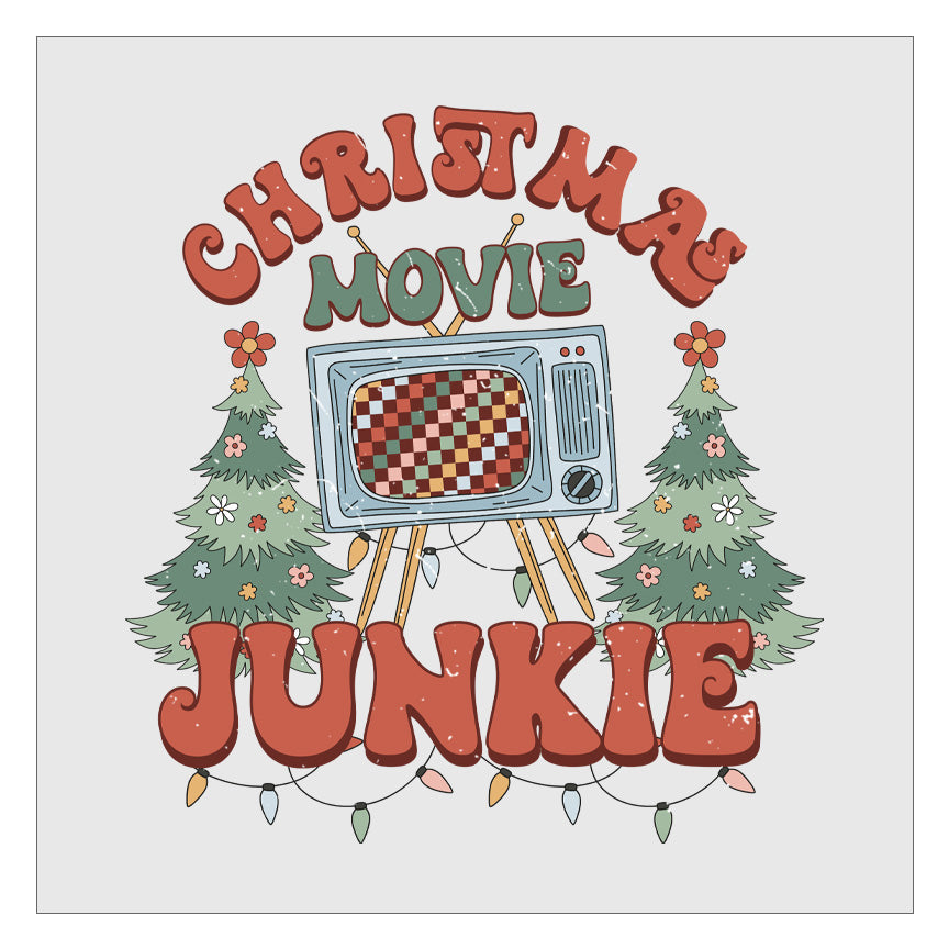 Christmas Movie Junkie Retro DTF Transfer