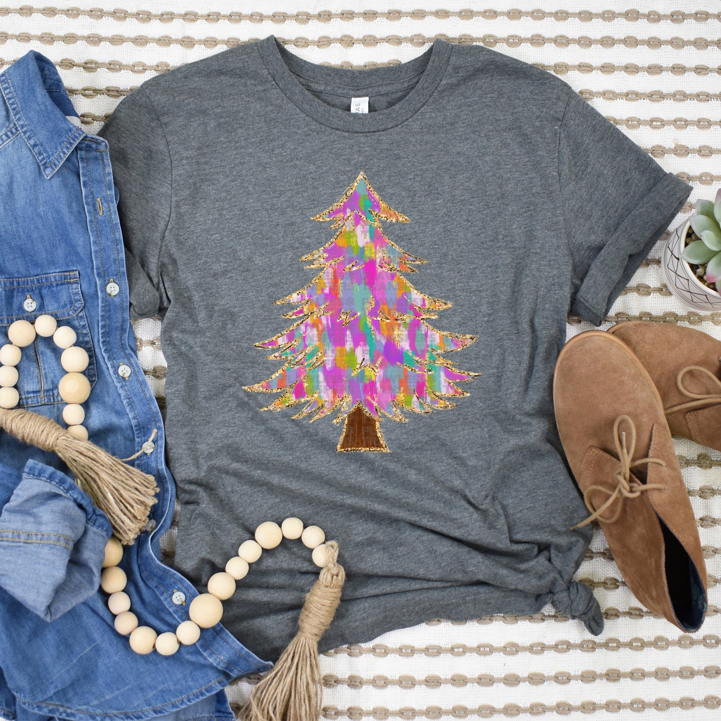 Christmas Tree Colorful Brushstrokes DTF Transfer