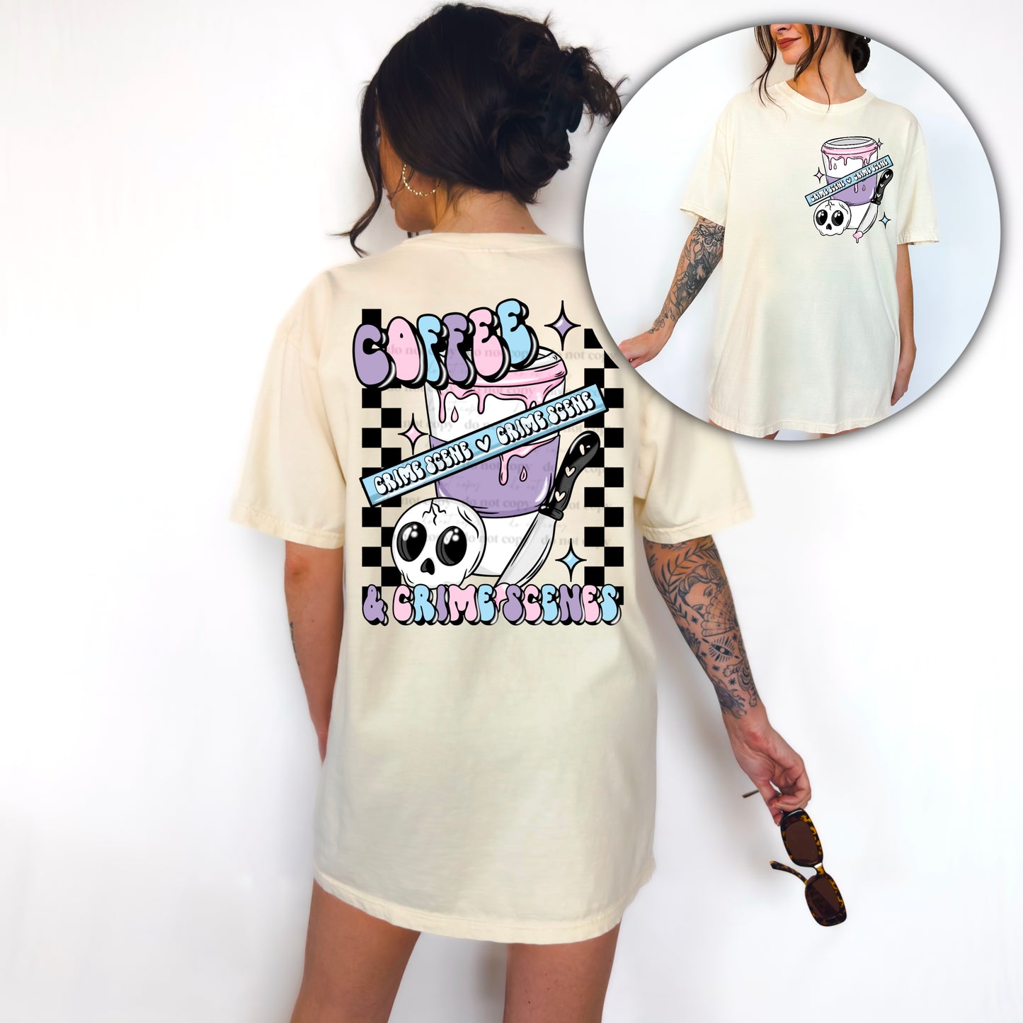 Coffee And Crime Scenes DTF Transfer - Pocket and Back Print SET