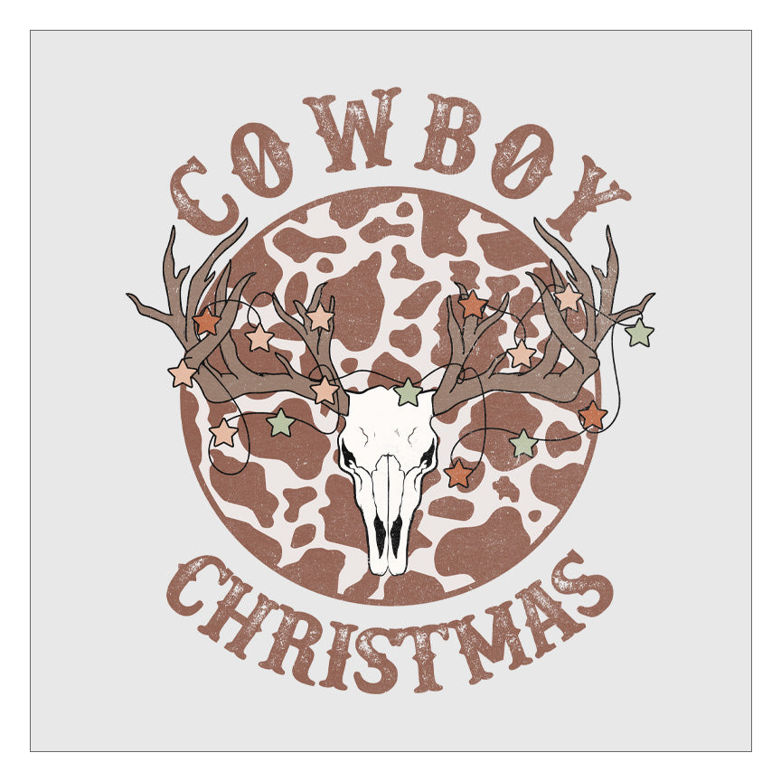 Cowboy Christmas Deer Skull DTF Transfer
