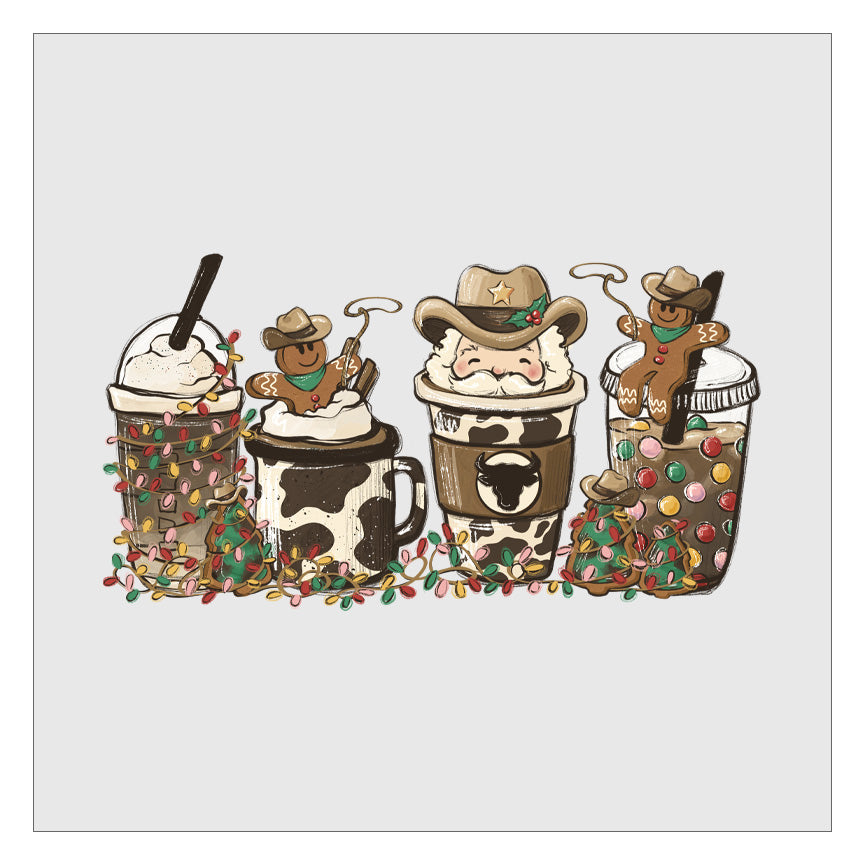 Cowboy Santa Coffee DTF Transfer