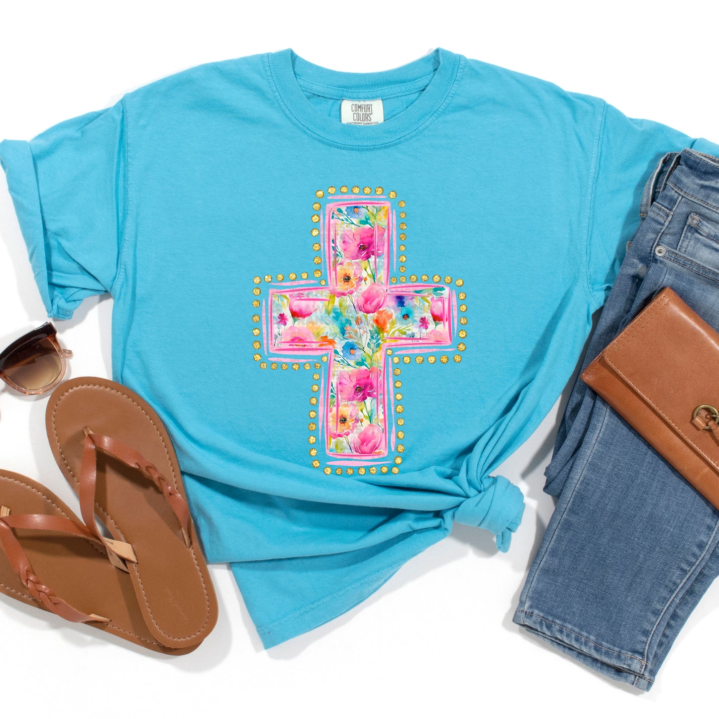 Cross Watercolor Floral #2046 DTF Transfer